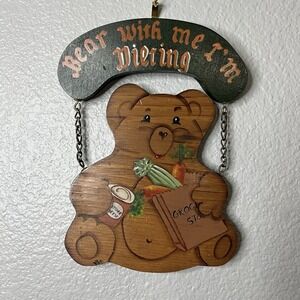 Vintage Handmade Bear Plaque "Bear With Me I'm Dieting"